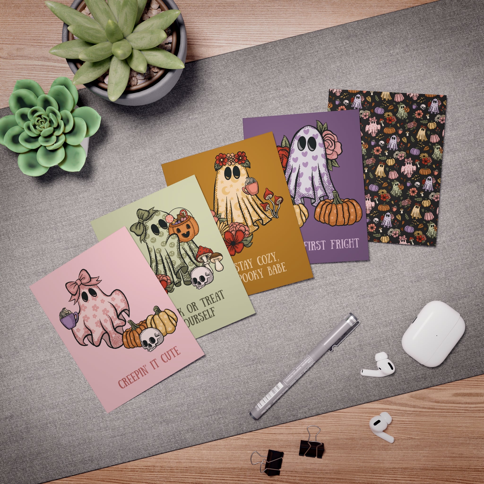 Dead Cute Ghost Greeting Cards, 5-Pack
