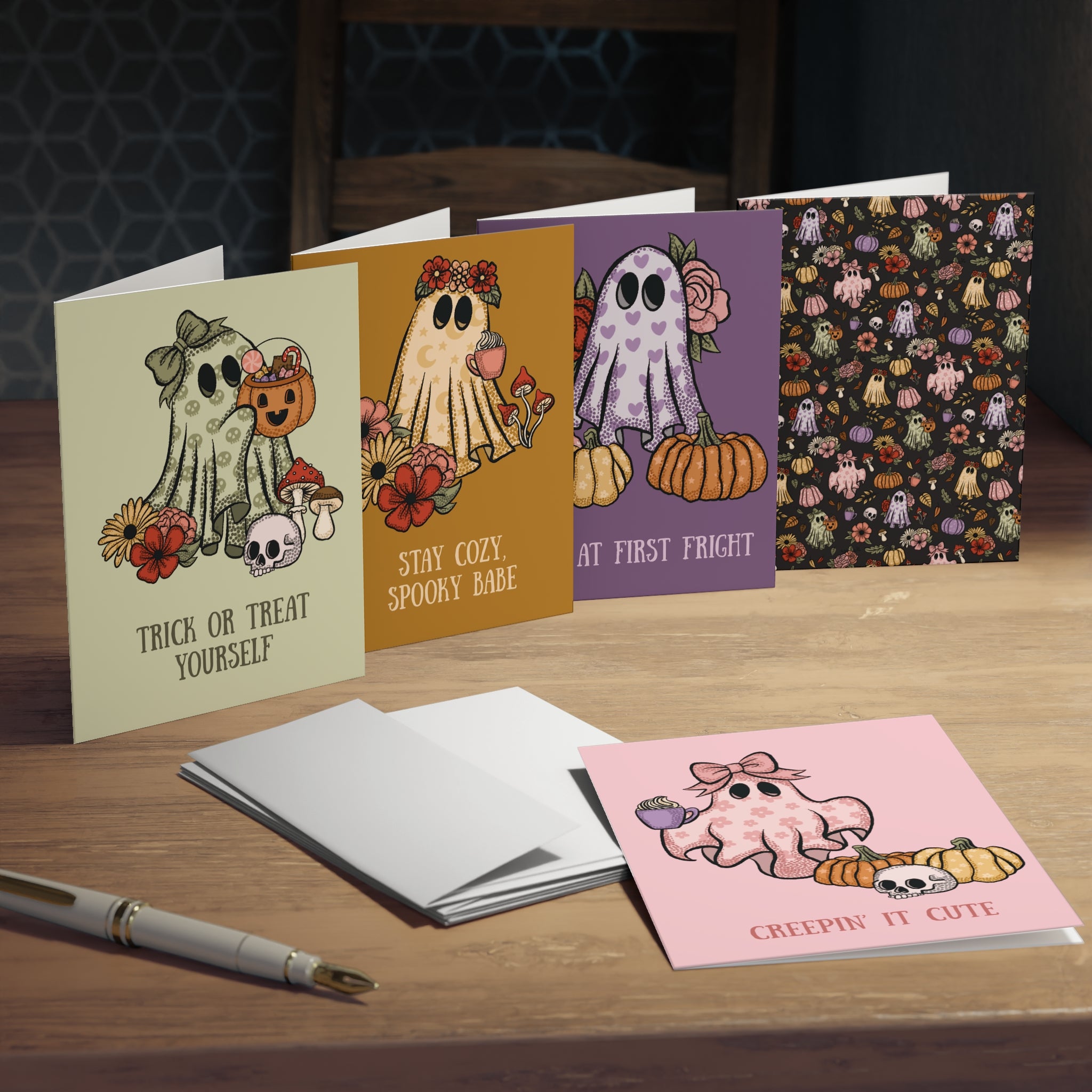 Dead Cute Ghost Greeting Cards, 5-Pack