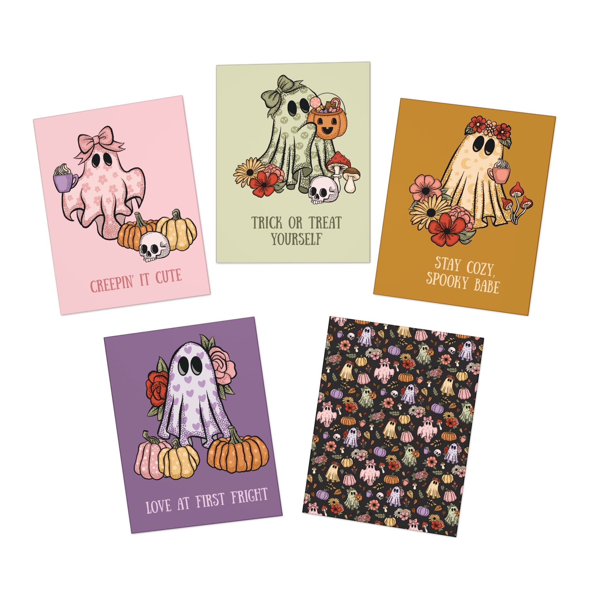 Dead Cute Ghost Greeting Cards, 5-Pack