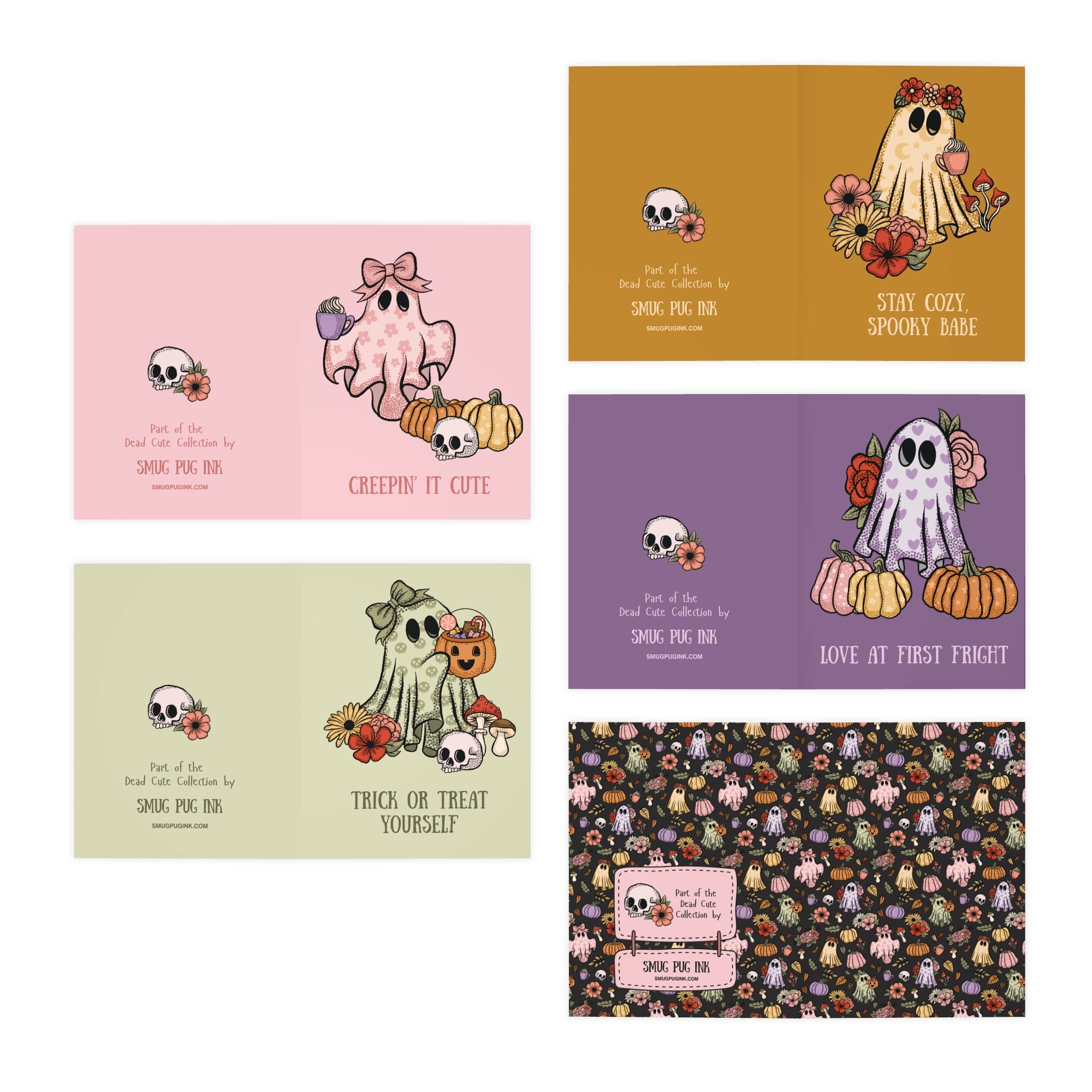 Dead Cute Ghost Greeting Cards, 5-Pack