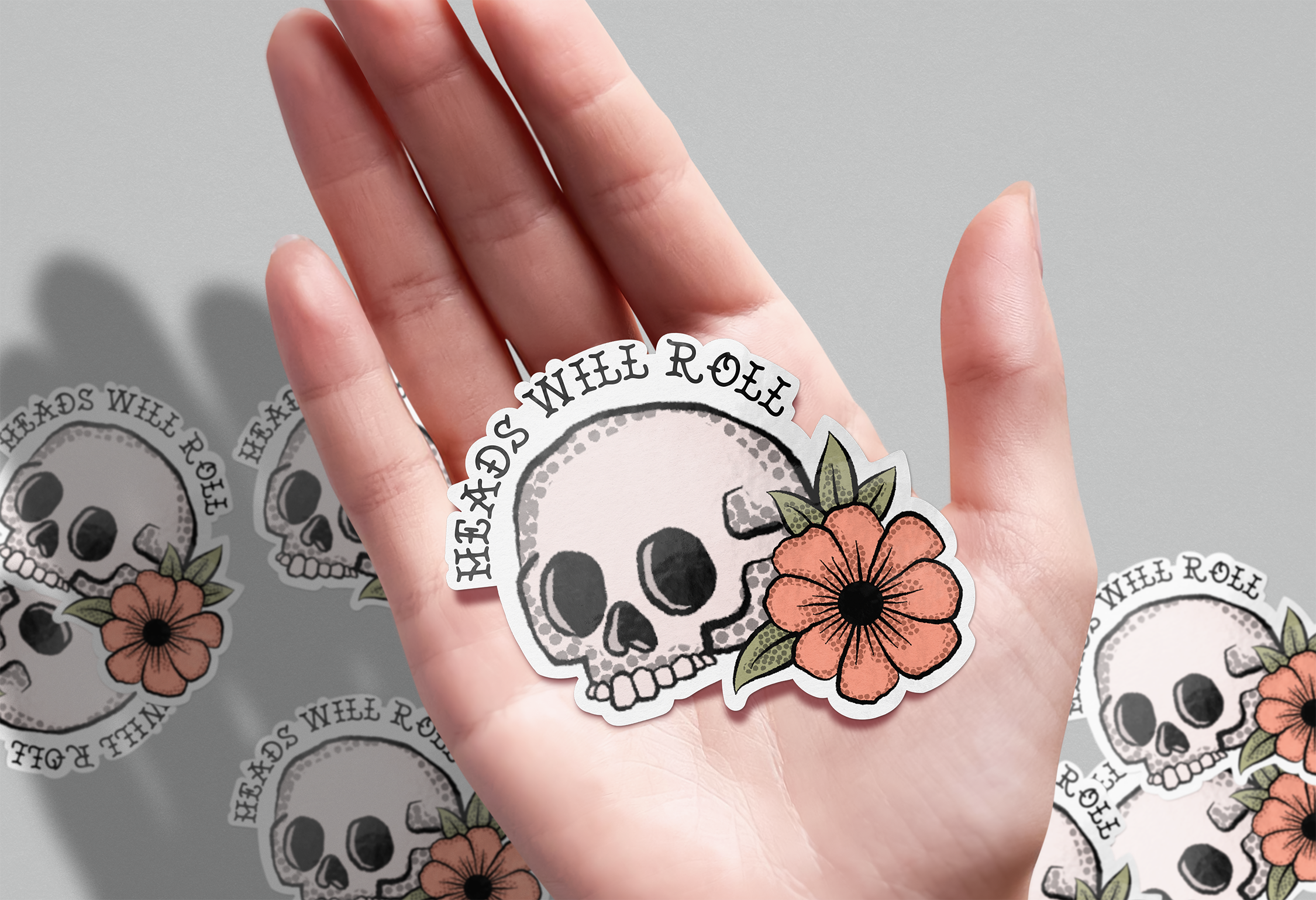 Heads Will Roll Skull Vinyl Sticker