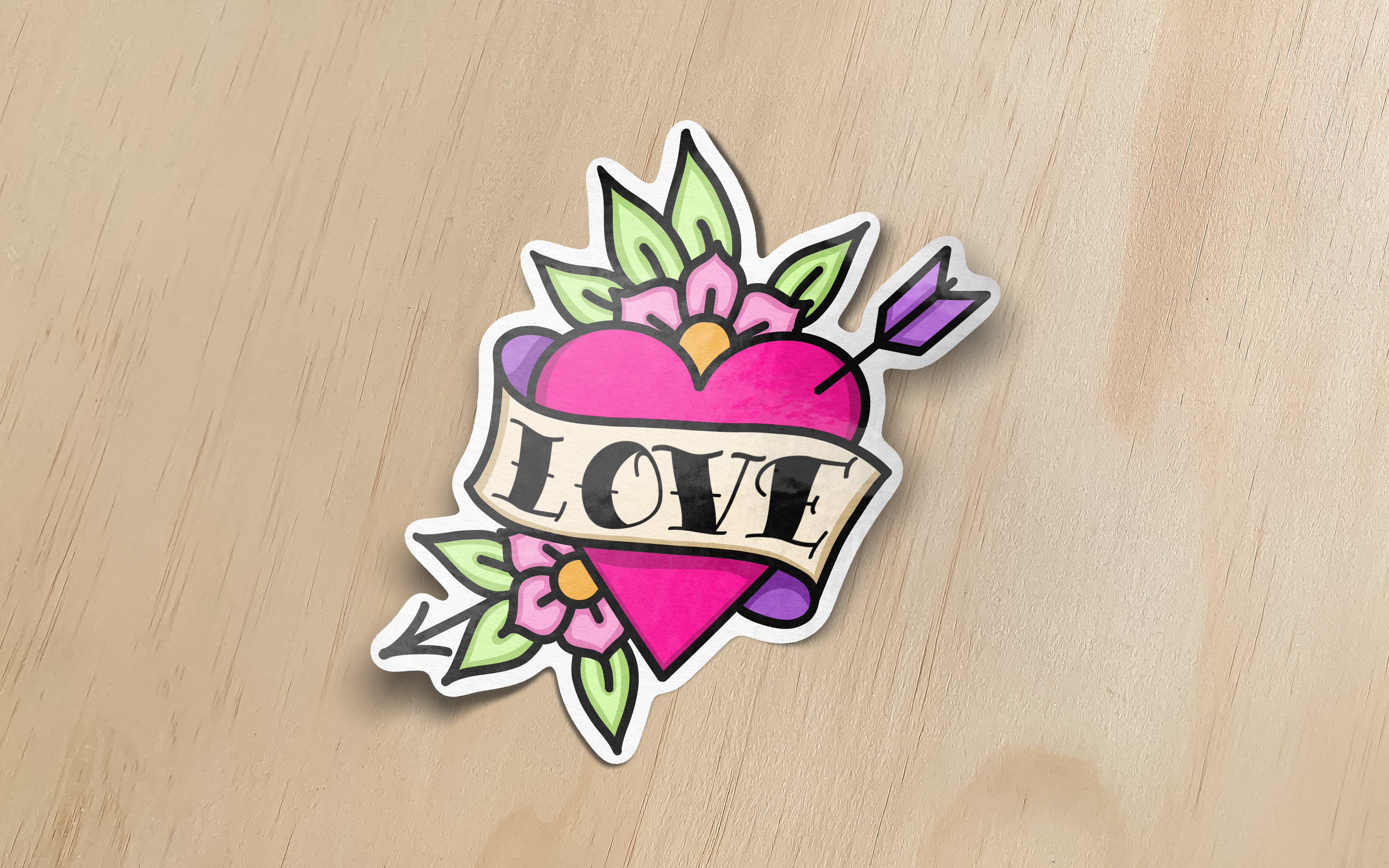 Love Tattoo Heart Vinyl Sticker