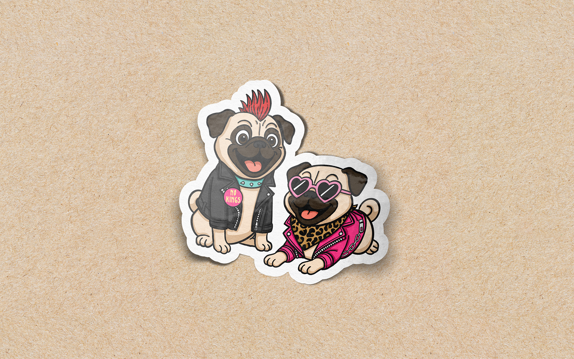 Punk Pugs Vinyl Sticker
