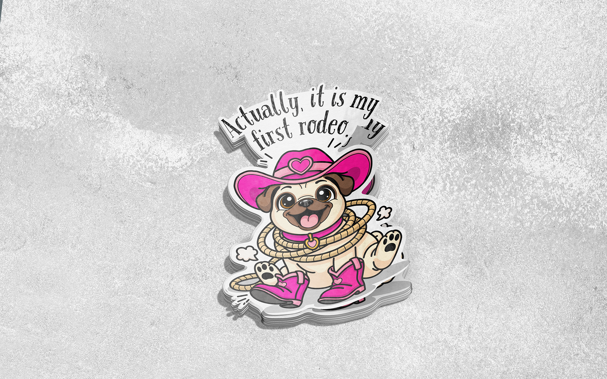 Actually, It Is My First Rodeo Pug Vinyl Sticker